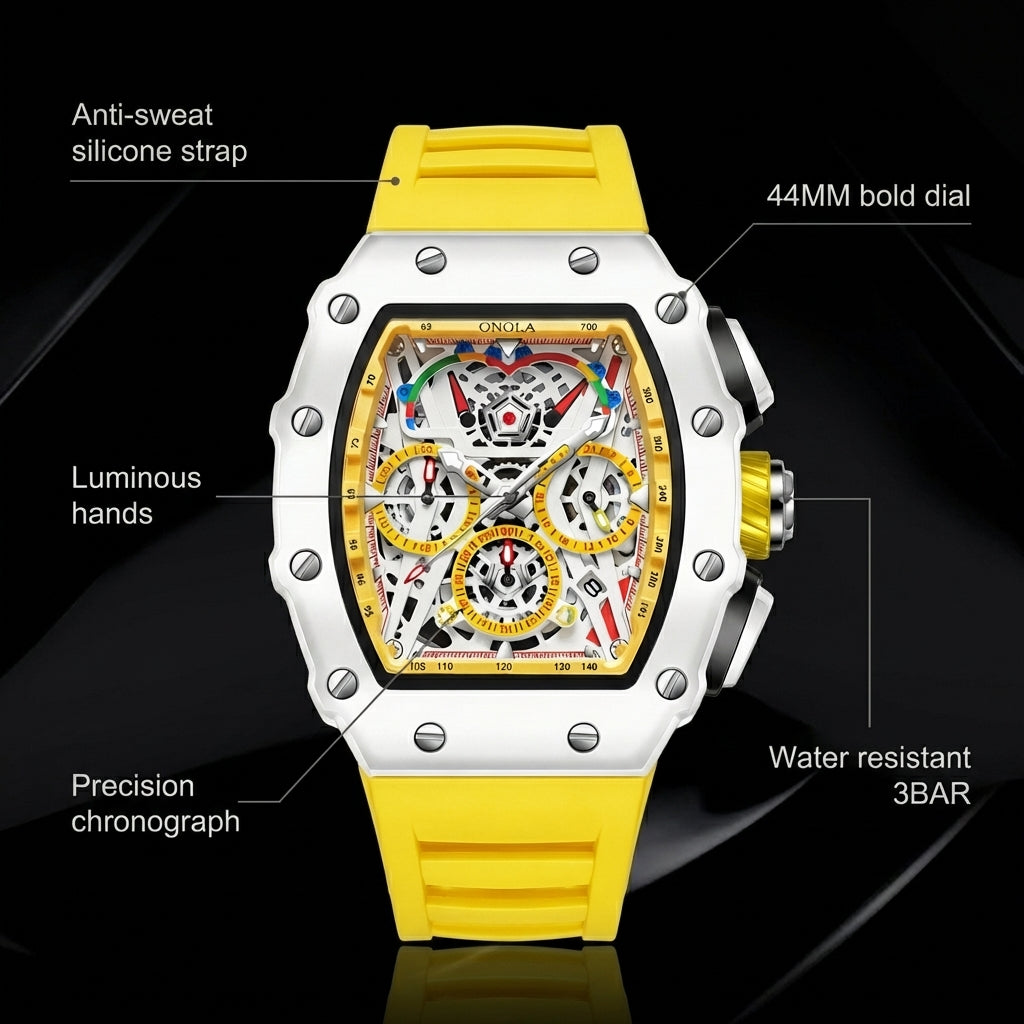 Pickleball Chronograph Watch  Anti Sweat Silicone Strap