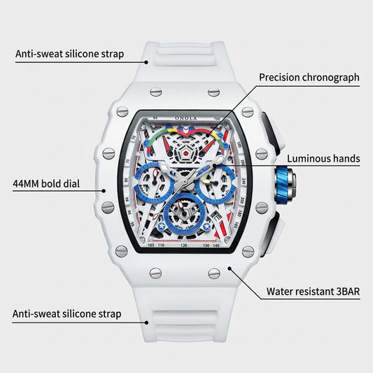 Pickleball Chronograph Watch  Anti Sweat Silicone Strap